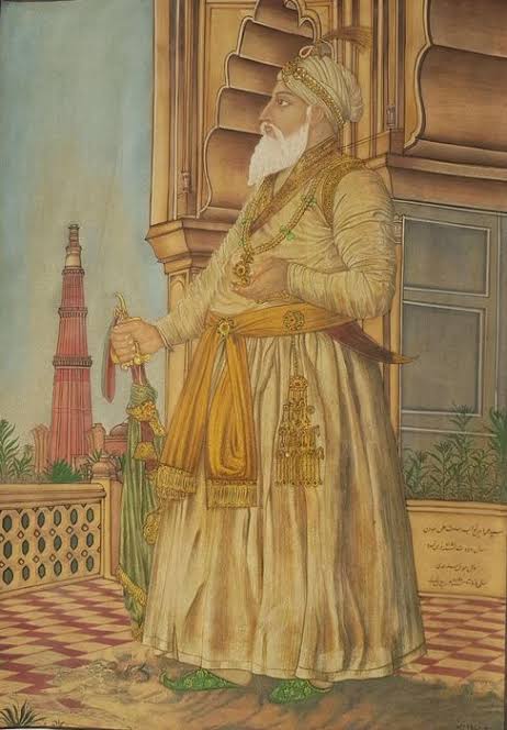 A painted image of an aged man with a turban, showcasing his wisdom and cultural attire